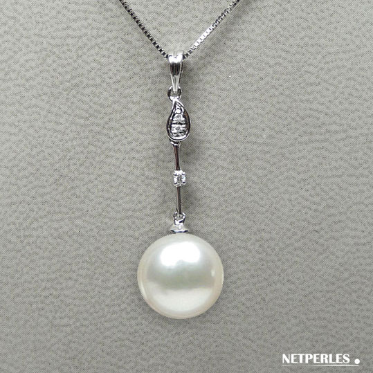 Pendentif Or gris 18 carats et perle de culture d'Australie AAA