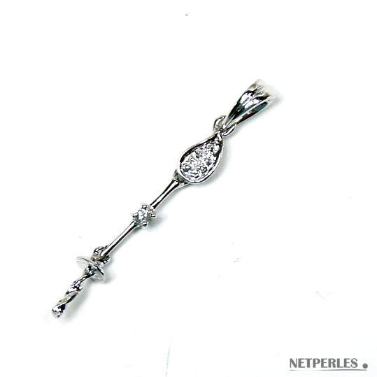 Pendentif Or gris 18 carats et diamants