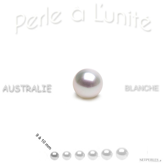 Perle de culture d'Australie blanche argentee de 9 &agrave; 10 mm qualit&eacute; AAA