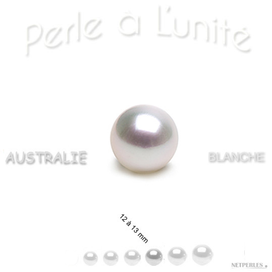 Perle de culture d'australie blanche argentee de 12 &agrave; 13 mm qualit&eacute; AAA