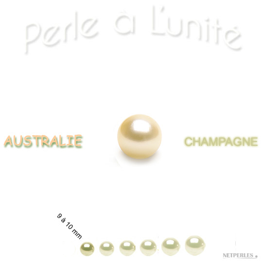 Perle d'Australie Champagne de 9 à 10 mm qualité AA+ ou AAA