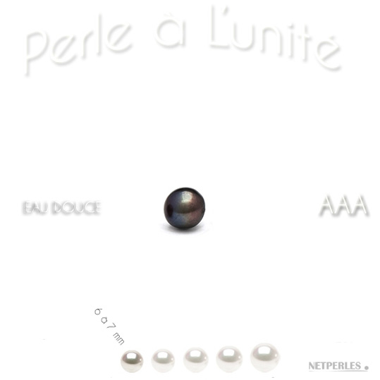 Perle de culture d'Eau Douce noire, de 6 &agrave; 7 mm qualit&eacute; AAA