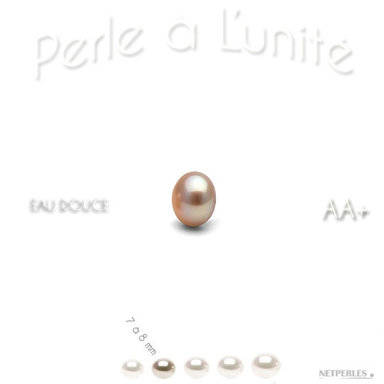 Perle de culture d'Eau Douce Peche, qualité AA+ de 7 à 8 mm