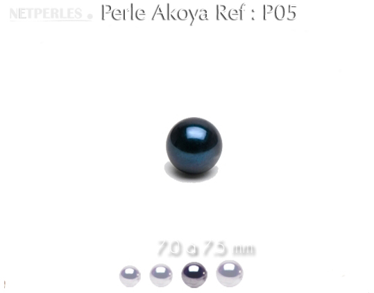 perle de culture d'akoya noire sem percee qualit&eacute; AA+ 7,0 &agrave; 7,5 mm
