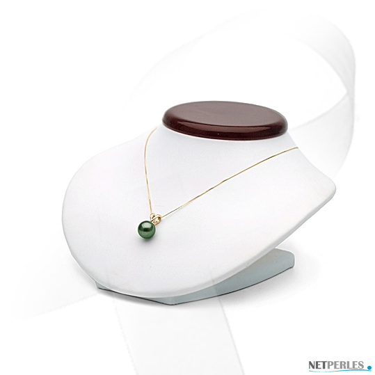 pendentif or jaune ou gris 14 carats et perle de culture de tahiti chocolat
