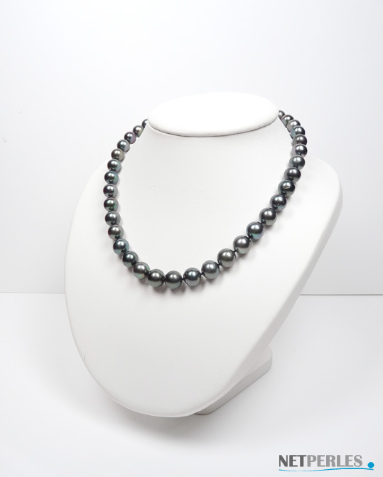 Collier de perles de culture de Tahiti, qualit&eacute; AA/AA+ teinte peacock, luxe et prestige 