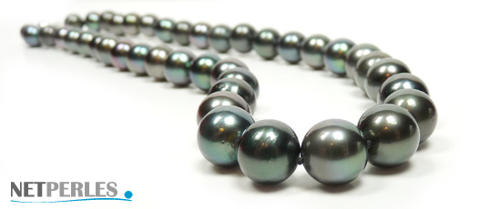 Collier de perles de tahiti, perles de culture de luxe et de prestige, collier haut de gamme qalit&eacute; AA/AA+