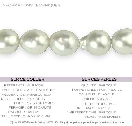 Collier de perles baroques d'australie