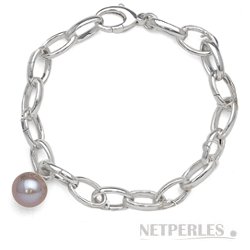 Bracelet de perles d'Eau Douce Lavande DOUCEHADAMA sur Argent