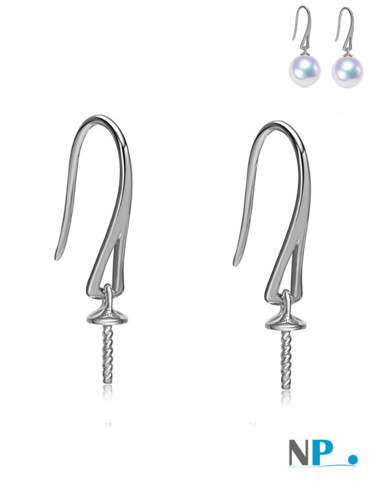 Paire de montures pour Boucles d'oreilles en Or Gris