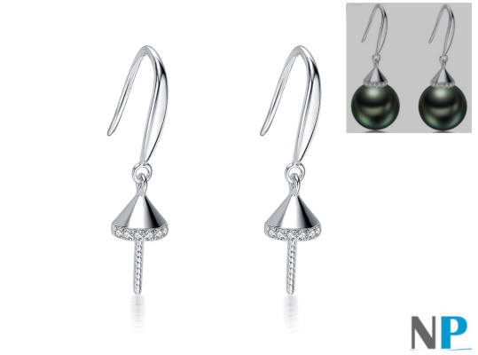 Apprets en Argent 925 pour boucles d'oreilles de perles avec zirconiums