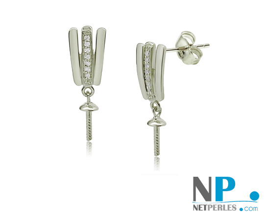 Apprets e Argent 925  et zirconiums pour boucles d'oreilles de perles