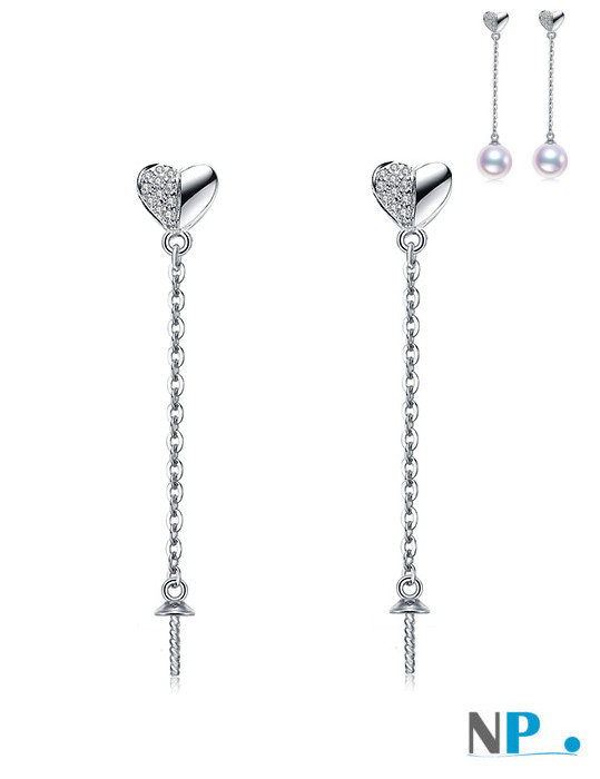 Apprets e Argent 925  et zirconiums pour boucles d'oreilles de perles