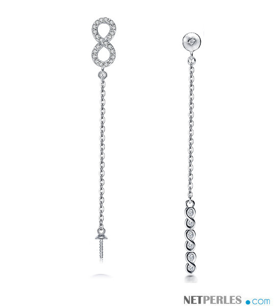 Apprets en Or Gris 18 carats pour boucles d'oreilles de perles