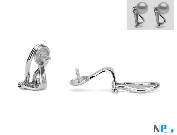 Clips d'oreilles , appret pour boucles en perles de culture, Or Gris (perles non incluses)