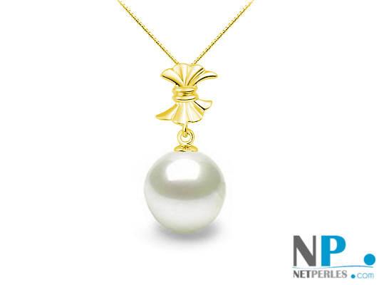 Pendentif Or Jaune 18k avec perle d'Akoya blanche 