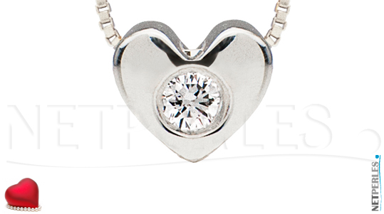 Pendentif Or gris 14 carats  et diamant VS1