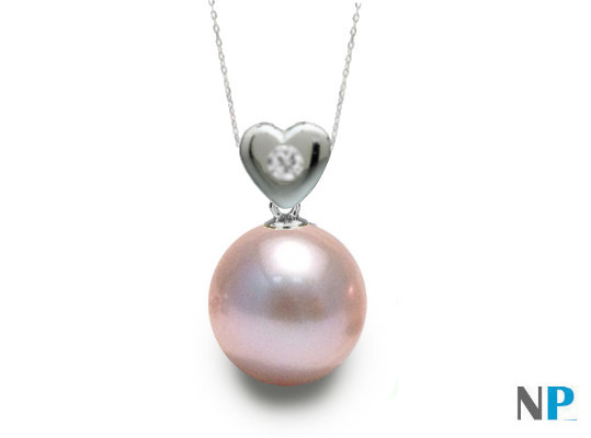 Pendentif Coeur en Argent avec perle lavande d'eau douce