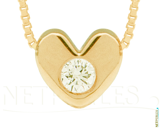 Pendentif Or jaune 14 carats  et diamant VS1