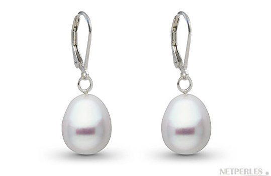 Orecchini in Argento 925 perle Australiane bianche a goccia 10-11 mm