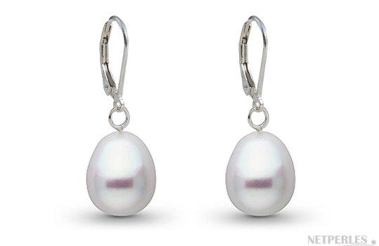 Boucles d'oreilles Argent 925 et Perles de d'Australie Gouttes AA+/AAA