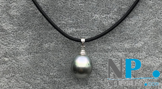 Pendentif Cuir Argent Perle de Tahiti Baroque