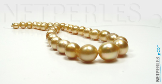 Collier de perles dorées des Philippines de 8,5 à 13 mm
