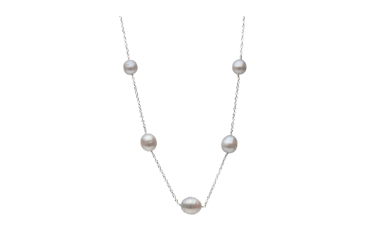 Collier perles d'Australie blanches baroques sur chaine