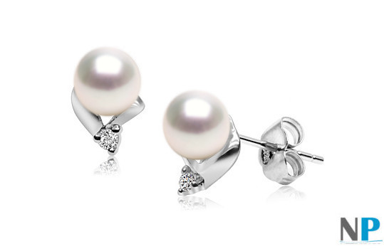 Orecchini in argento 925 zirconi e perle Akoya di qualità AAA