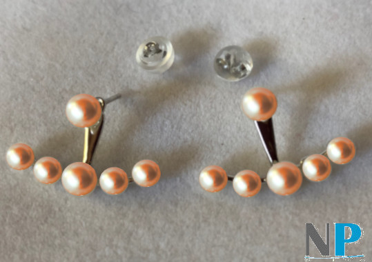 Boucles d'oreilles en argent 925 avec 6 perles d'eau douce de couleur pêche