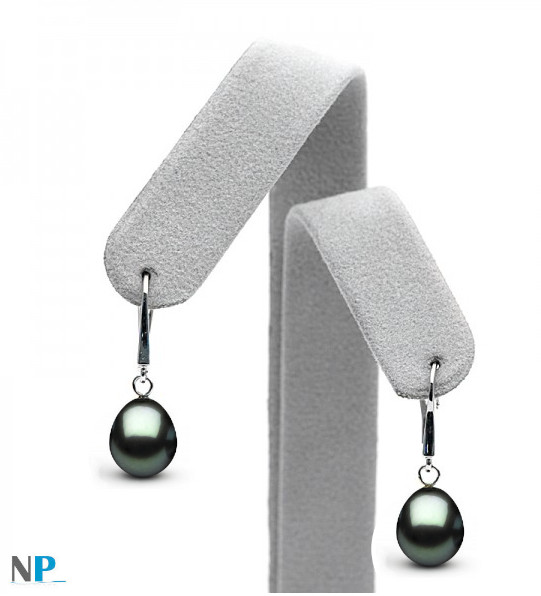 Boucles d'oreilles en or 14 carats perles de Tahiti Goutte AAA