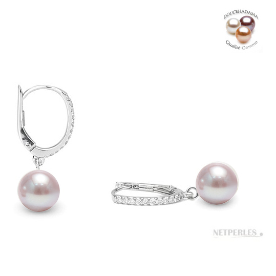 Boucles d'oreilles de perles d'eau douce couleur naturelle 