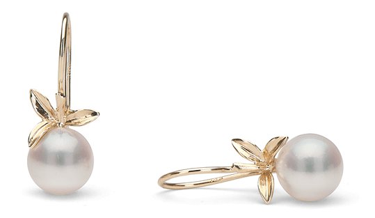 Boucles d'oreilles Floraison avec perles de culture d'Akoya blanches