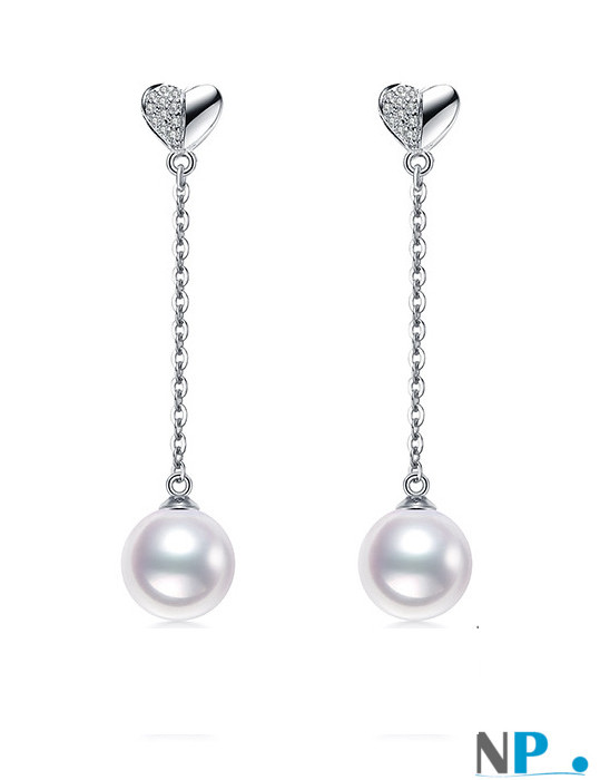 Boucles d'oreilles  de perles blanches d'eau douce DOUCEHADAMA