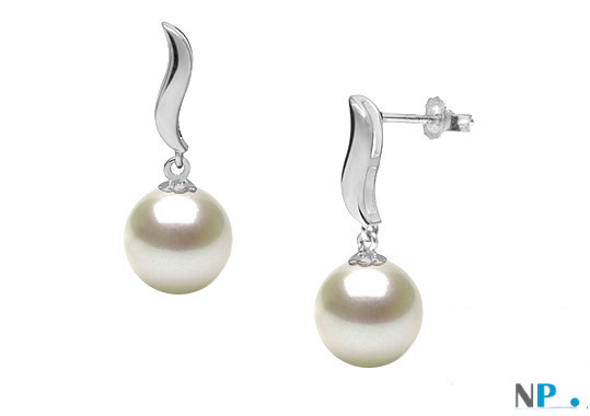 Boucles d'oreilles avec perles d'eau douce blanches DOUCEHADAMA