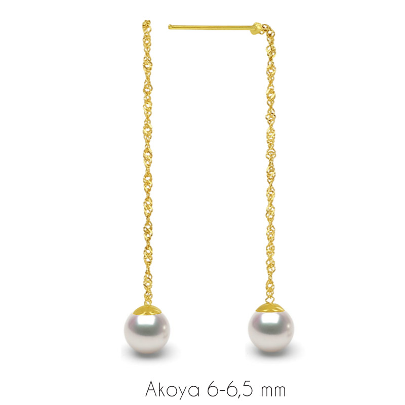 Boucles d'oreilles avec perles de culture Akoya d'environ 6-6,5 mm