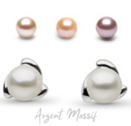 Perles de culture en Boucles d'Oreilles avec support en Argent massif - boucles puce