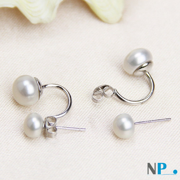 Boucles d'oreilles Twist avec perles boutons d'eau douce