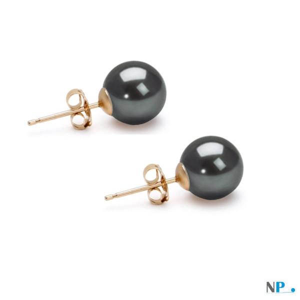 Boucles d'oreilles de perles d'eau douce bien rondes