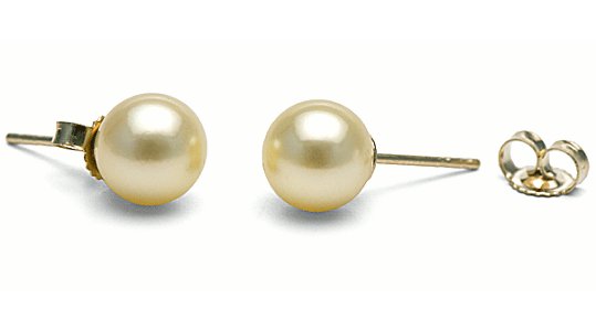 Boucles d'oreilles de perles d'Akoya champagne