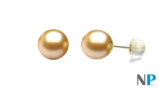 Boucles d'oreilles en or jaune avec Perles des Philippines dorées