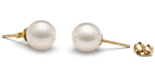 Boucles d'oreilles de perles d'eau salée Akoya 9-9,5 mm
