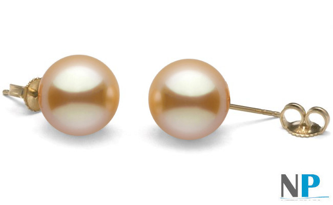 Paires de boucles d'oreilles de perles de culture des Philippines dorées qualité AAA