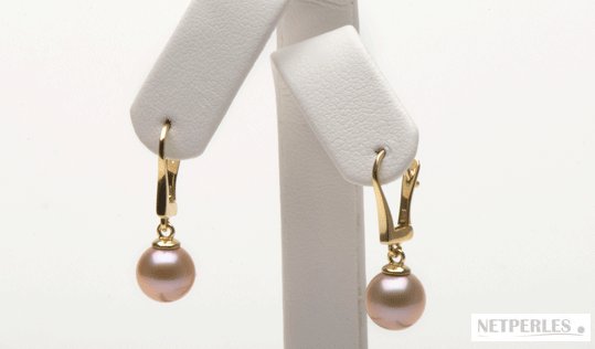 Boucles d'oreilles de perles de culture d'eau douce Doucehadama sur dormeuses en or 14 carats