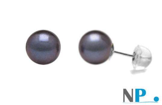 boucles d'oreilles de perles de culture d'eau douce noires qualité AAA