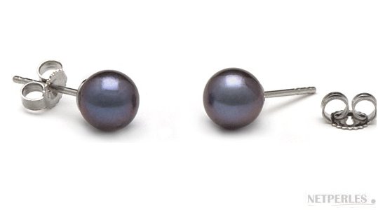 paire de boucles d'oreilles de perles d'eau douce noires qualité AAA