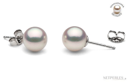 Boucles d'oreilles de perles d'Akoya Hanadama