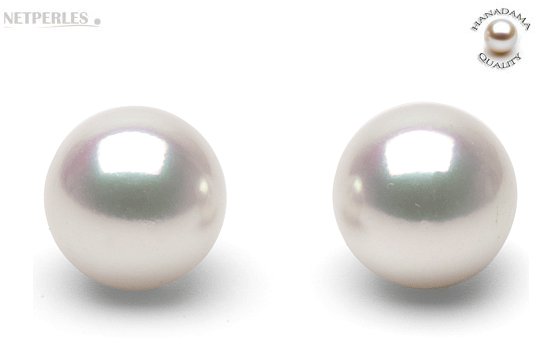 Boucles d'oreilles de perles d'Akoya qualité HANADAMA 9 mm
