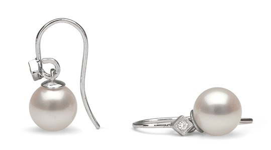 Boucles d'oreilles Or gris 14k perles Doucehadama blanches