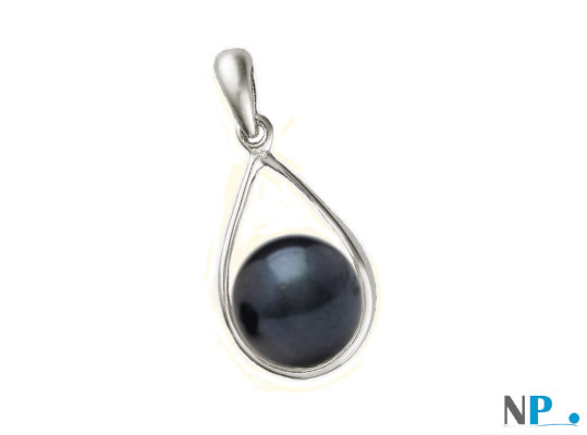 Pendentif en Or 18 carats avec perle noire  Akoya qualité AAA